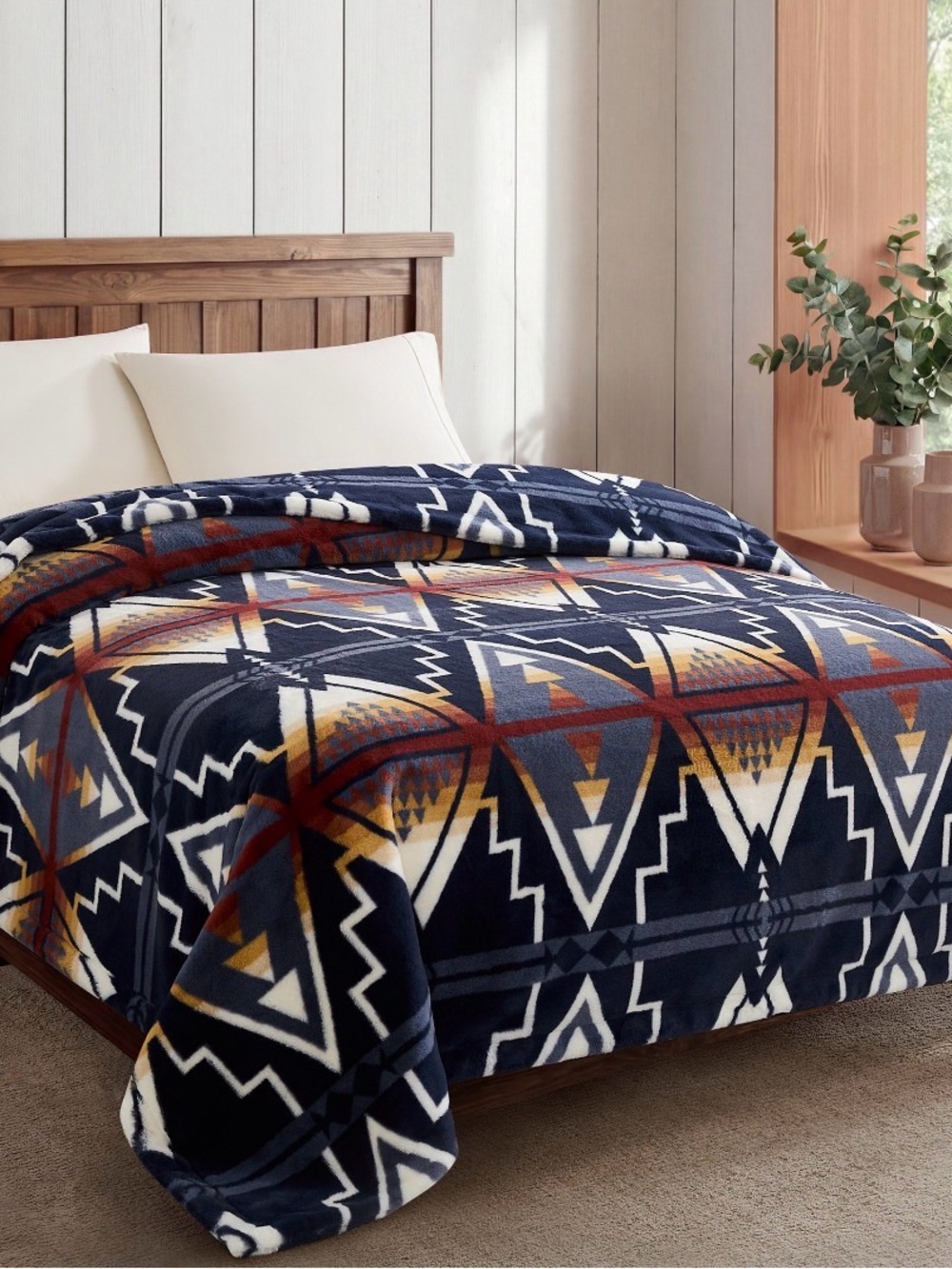 NEW Pendleton Faux Fur Soft Luxe Blanket Queen Arrow Flight 98x92